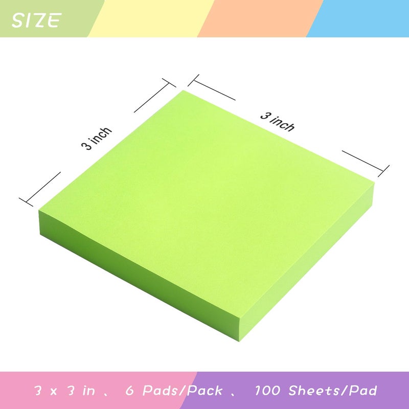 OSBOO Sticky Notes 3x3 Self-Stick Notes Pads with 6 Bright Colors  Easy to Post for Office  Shool  Home  6 Pads/Pack  100 Sheets/Pad(Green) - Image 3